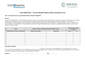 Tufts Health Pediatric Dental Attestation Form