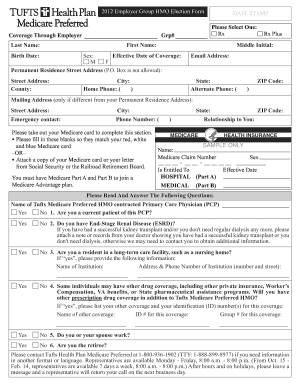 2012 Employer Group HMO Election Form