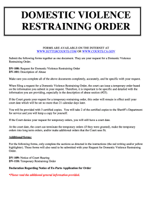 California Domestic Violence Restraining Order
