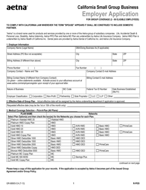 California Small Group Business Employer Application