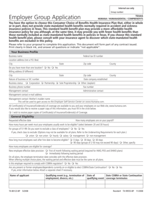 Texas Employer Group Application