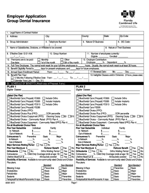 Group Dental Insurance Application