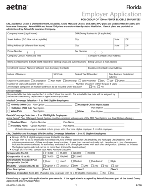 Florida Employer Health Insurance Application