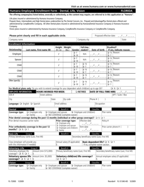 Humana Employee Enrollment Form - Dental, Life, Vision