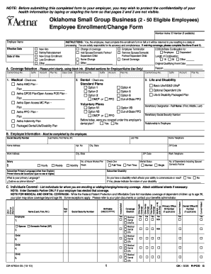 Oklahoma Small Group Employee Enrollment Form
