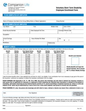 Voluntary Short Term Disability Employee Enrollment Form