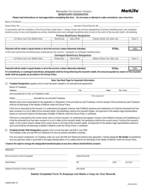MetLife Beneficiary Designation Form