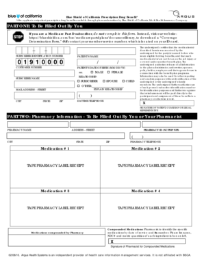 Blue Shield of California Prescription Drug Benefit Form