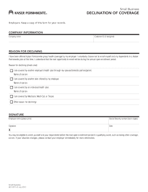 Small Business Declination of Coverage Form