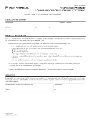 Small Business Eligibility Statement