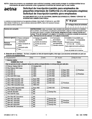 Solicitud de inscripción/cambio para empleados de pequeñas empresas de California