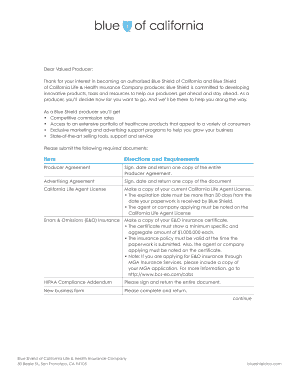 Blue Shield of California Producer Agreement