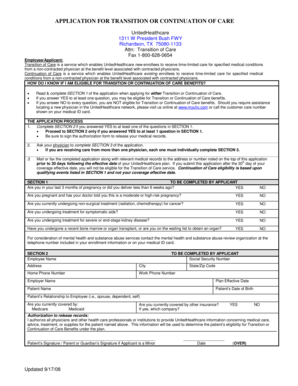 Application for Transition or Continuation of Care
