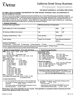 California Small Group Business Employer Application