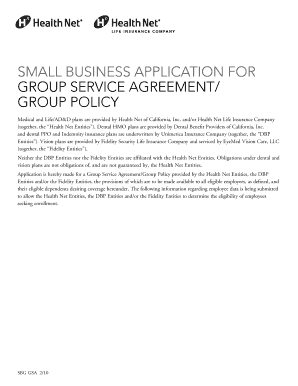 Small Business Application for Group Service Agreement
