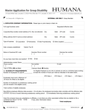Master Application for Group Disability