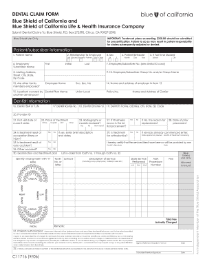 Blue Shield of California Dental Claim Form