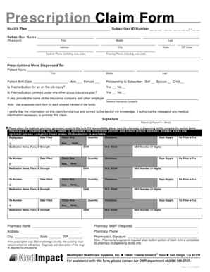 Prescription Claim Form