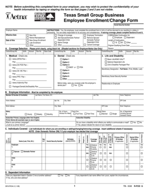 Texas Small Group Business Employee Enrollment Form