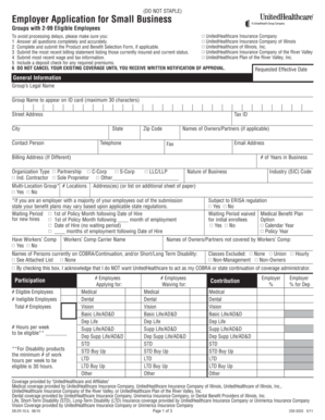 Employer Application for Small Business Insurance