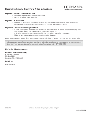 Hospital Indemnity Claim Form