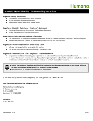 Maternity Express Disability Claim Form