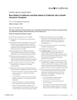 Blue Shield of California Master Group Application
