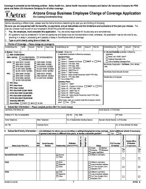 Arizona Group Business Employee Change of Coverage Application