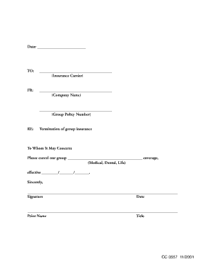 Group Insurance Termination Notice