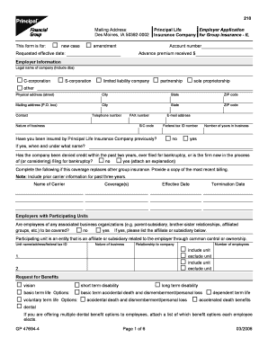 Principal Life Employer Application