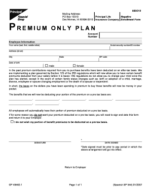 Premium Only Plan Enrollment Form