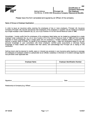 Certification of Common Ownership