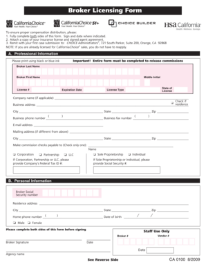 Broker Licensing Form