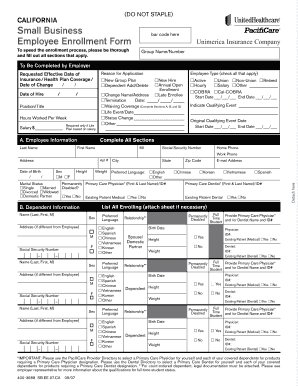 California Small Business Employee Enrollment Form