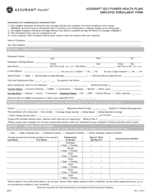 Assurant Self-Funded Health Plans Employee Enrollment Form
