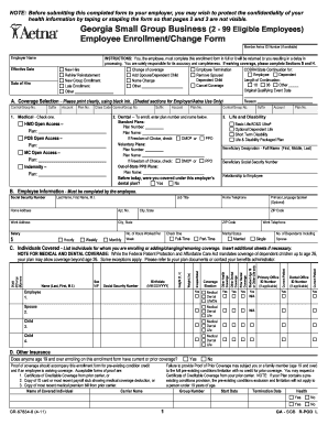 Georgia Small Group Business Employee Enrollment/Change Form