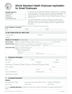 Illinois Standard Health Employee Application