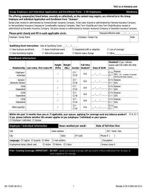 Group Employee and Individual Application and Enrollment Form