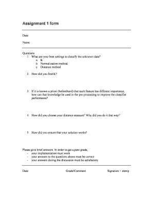 Assignment 1 Form