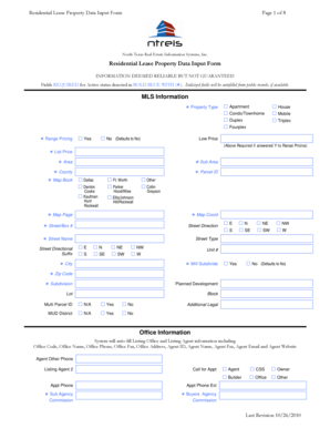Residential Lease Property Data Input Form