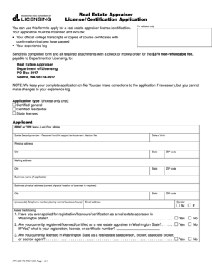 Real Estate Appraiser License Application