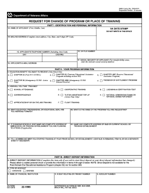 VA Form 22-1995 Request for Change of Program or Place of Training