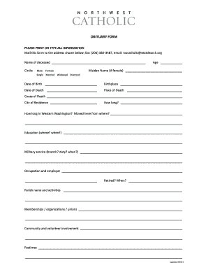 Obituary Form