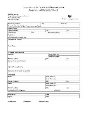 Incident Reporting Form (Property Liability) - seattlearchdiocese