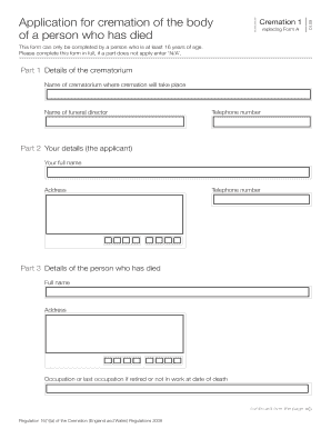 Cremation Application Form