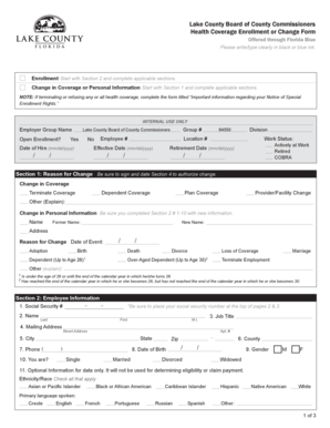 Lake County Health Coverage Enrollment Form
