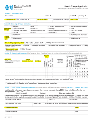 Health Change Application Form