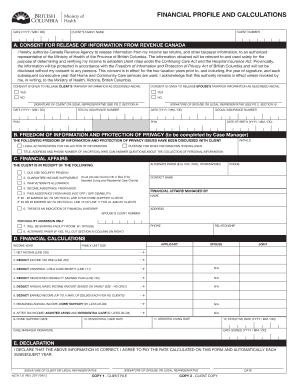 British Columbia Financial Profile and Calculations Form
