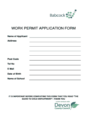 UK Child Work Permit Application Form