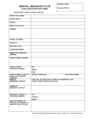 bowhill primary school form